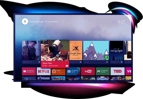 iptvukv.com Smart TV interface showing British channels and streaming apps